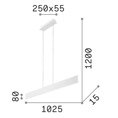 Ideal Lux LED hanging light Desk, black metal Length 102.5 cm