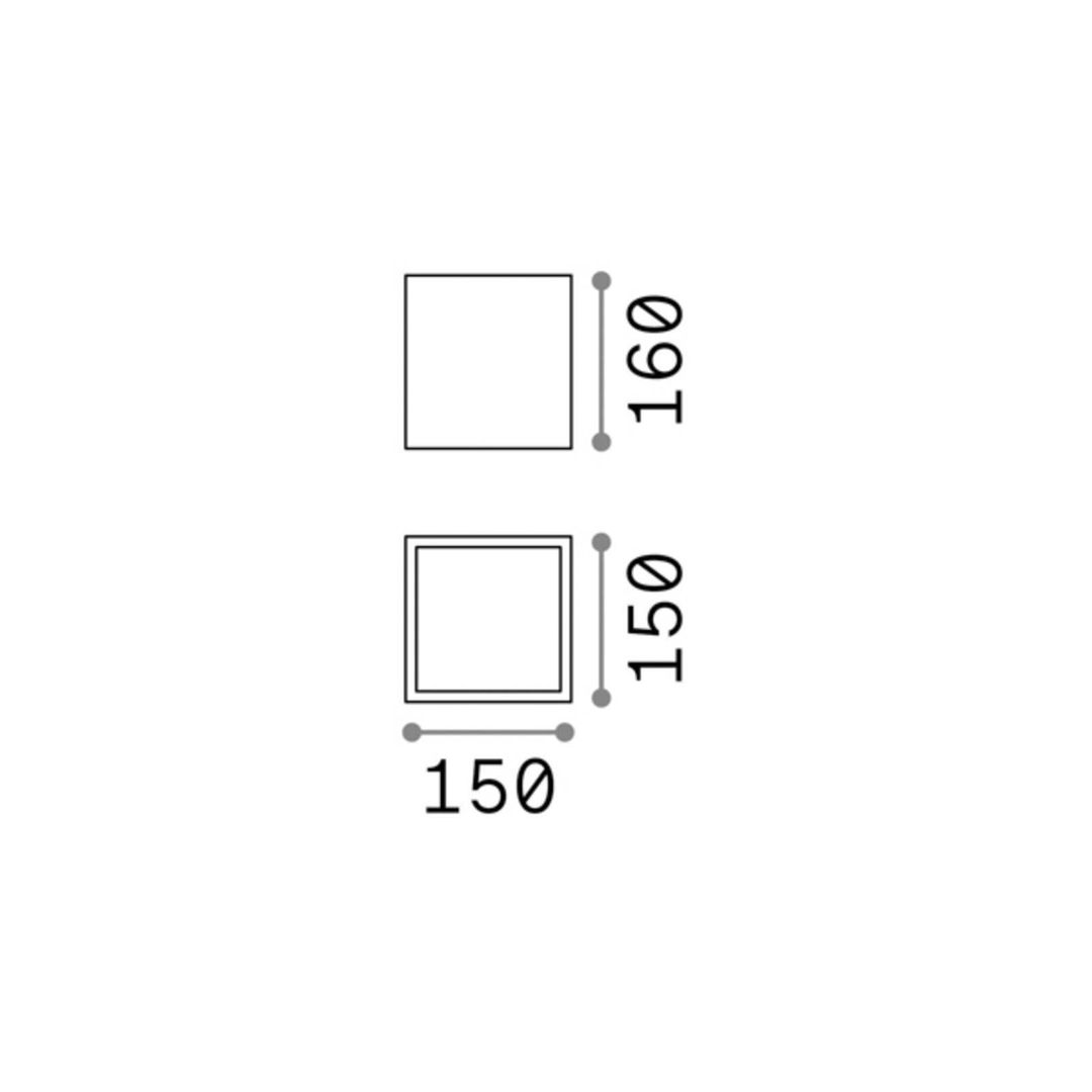 Ideal Lux downlight Techo IP54, anthracite, metal 15 x 15 cm - Image 1