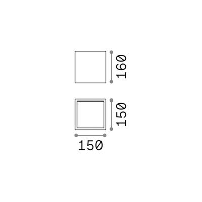 Ideal Lux downlight Techo IP54, anthracite, metal 15 x 15 cm