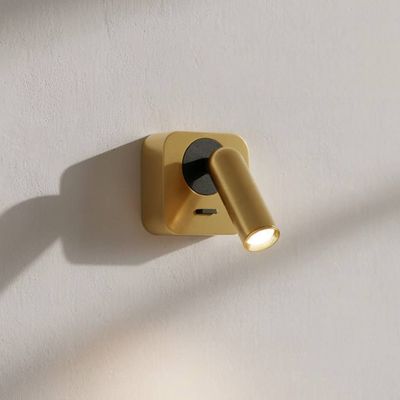IDEAL LUX Bean LED wall spotlight, brass-coloured, width 7 cm