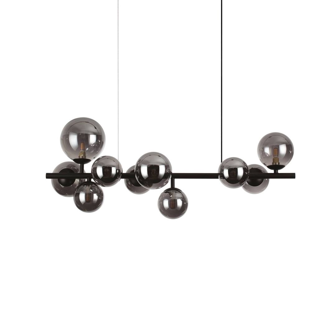 IDEAL LUX Perlage hanging light, length 81 cm, black/smoke, 10-bulb - Image 1