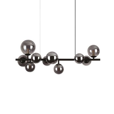 IDEAL LUX Perlage hanging light, length 81 cm, black/smoke, 10-bulb