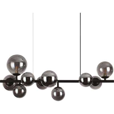 IDEAL LUX Perlage hanging light, length 81 cm, black/smoke, 10-bulb - Thumbnail 2