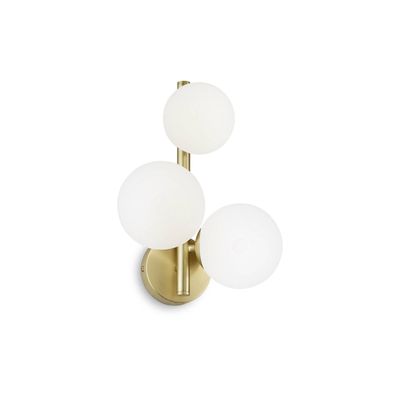 IDEAL LUX Perlage wall lamp, brass/white, 3-bulb