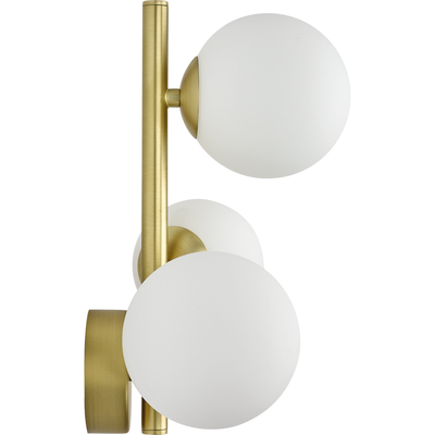 IDEAL LUX Perlage wall lamp, brass/white, 3-bulb - Thumbnail 2