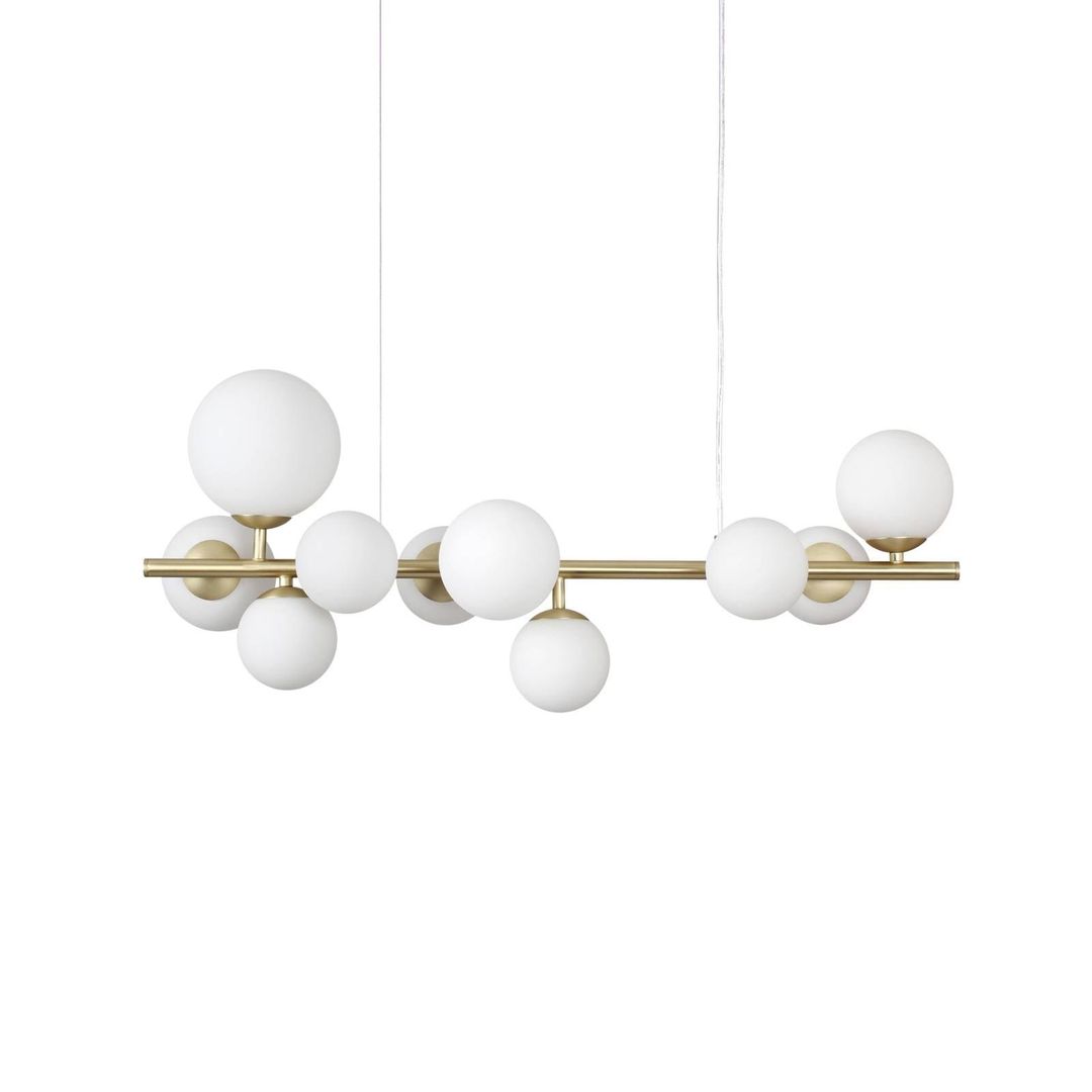 IDEAL LUX Perlage pendant light, length 81 cm, brass/white, 10-bulb - Image 1