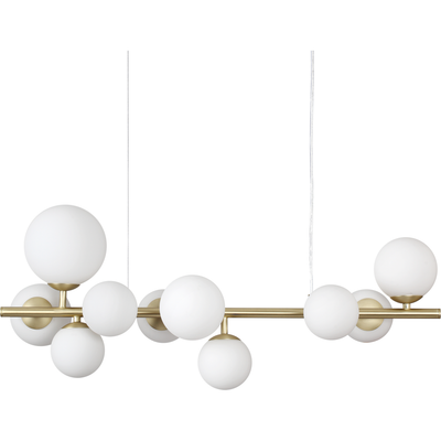 IDEAL LUX Perlage pendant light, length 81 cm, brass/white, 10-bulb - Thumbnail 2