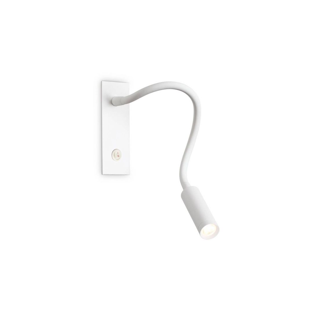 Ideal Lux LED wall light IO, white, flexible arm, switch - Image 1