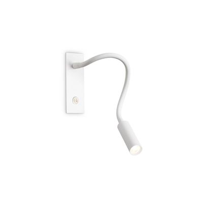Ideal Lux LED wall light IO, white, flexible arm, switch