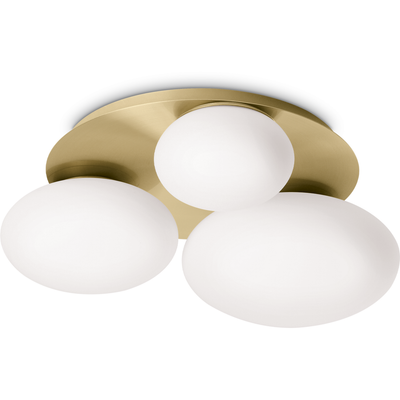 Ideal Lux Ninfea ceiling lamp, brass-coloured, opal glass, 3-light. - Thumbnail 2