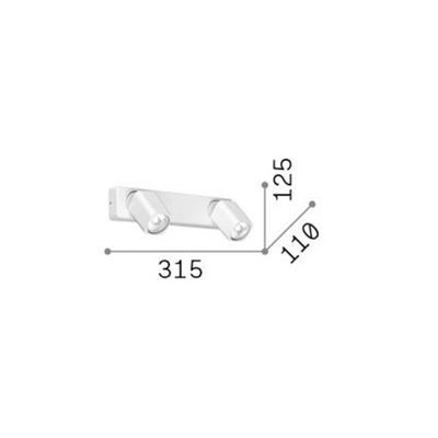 Ideal Lux Rudy Square wall spotlight, white, 2-bulb, metal