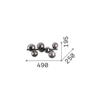 IDEAL LUX Perlage ceiling lamp, black/smoke grey, 49 cm, 6-bulb