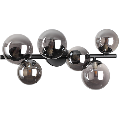 IDEAL LUX Perlage ceiling lamp, black/smoke grey, 49 cm, 6-bulb - Thumbnail 2