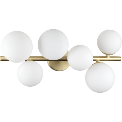 IDEAL LUX Perlage ceiling lamp, brass/white, 49 cm, 6-bulb - Thumbnail 2