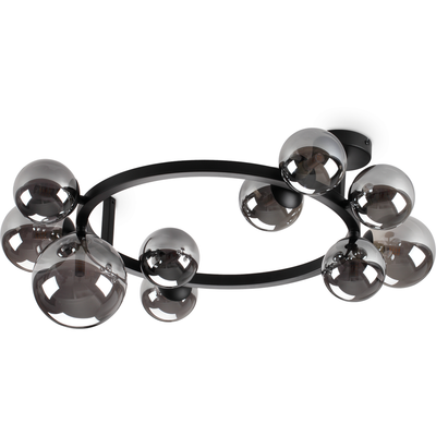 IDEAL LUX Perlage ceiling lamp, black/smoke, length 70 cm, 10-bulb design - Thumbnail 2