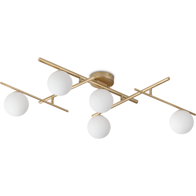 Ideal Lux ceiling lamp Atlas gold-coloured 5-bulb metal glass - Thumbnail 2