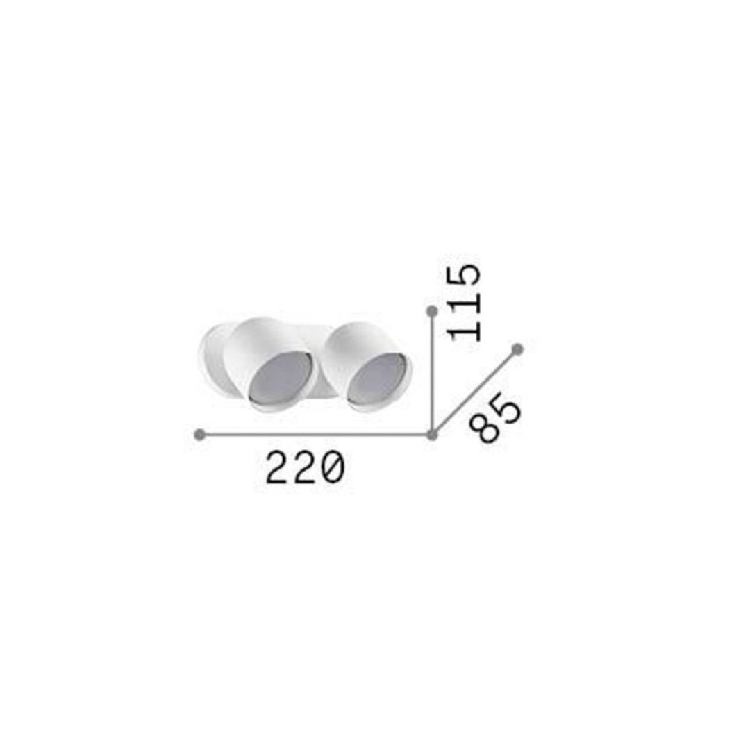 Ideal Lux wall light Dodo, white, 2-bulb, metal Ø 8.5 cm - Image 1