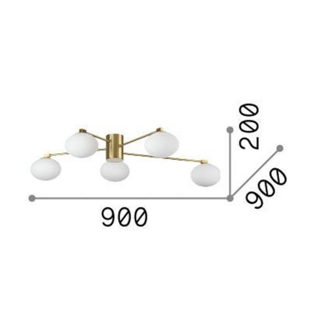 Ideal Lux Hermes ceiling light, white, 90 cm, 5-bulb, glass - Image 1
