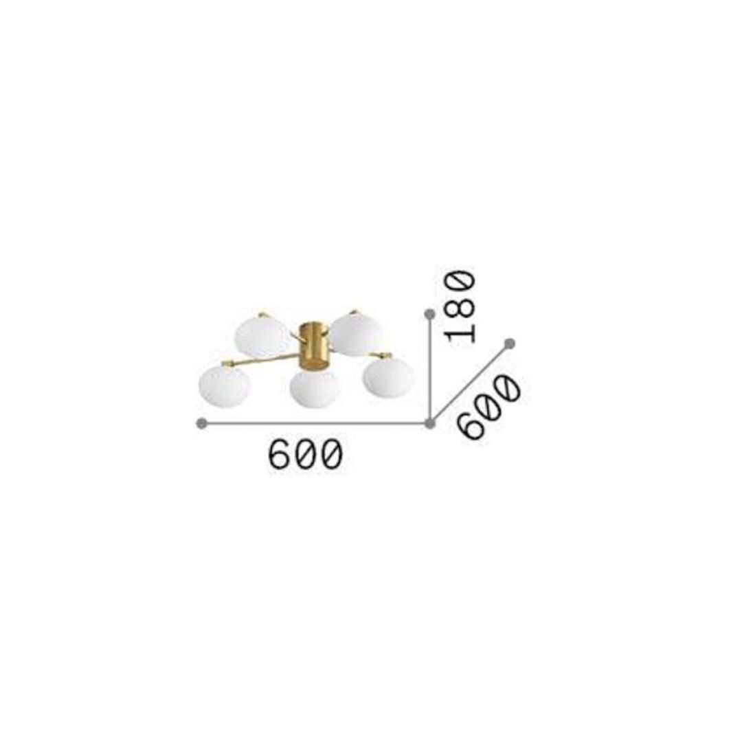 Ideal Lux ceiling lamp Hermes brass-coloured 60 cm 5-bulb glass - Image 1