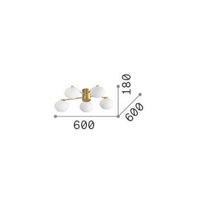 Ideal Lux ceiling lamp Hermes brass-coloured 60 cm 5-bulb glass