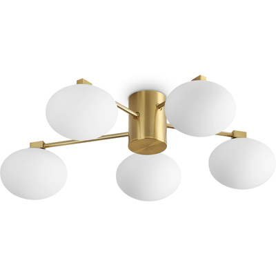 Ideal Lux ceiling lamp Hermes brass-coloured 60 cm 5-bulb glass - Thumbnail 2