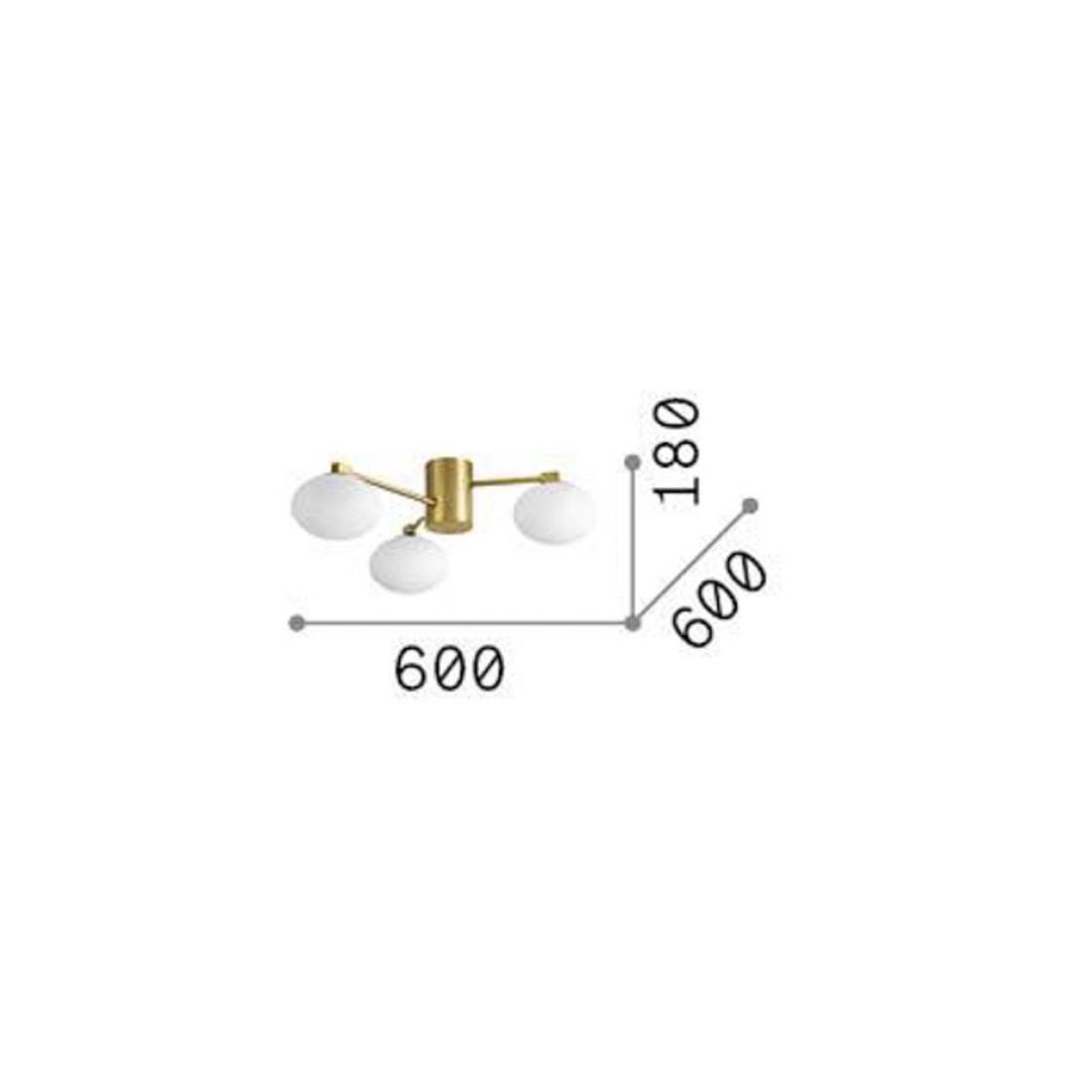 Ideal Lux ceiling lamp Hermes brass-coloured 60 cm 3-bulb glass - Image 1