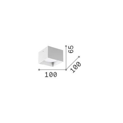 Ideal Lux Spike Square downlight, white, aluminium, 10 x 10 cm
