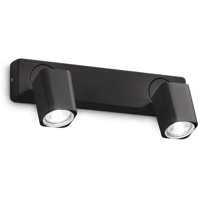 Ideal Lux Rudy Square wall spotlight, black, 2-bulb, metal - Thumbnail 2