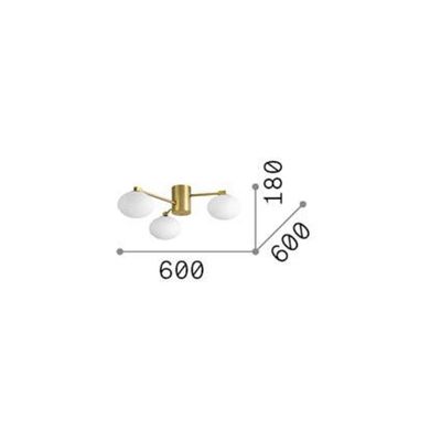Ideal Lux Hermes ceiling light, white, 60 cm, 3-bulb, glass