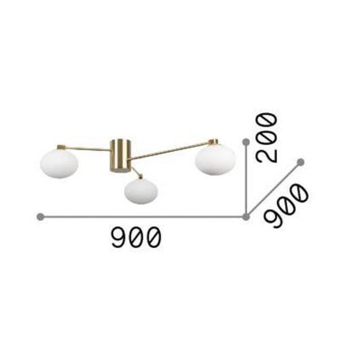 Ideal Lux Hermes ceiling light, white, 90 cm, 3-bulb, glass