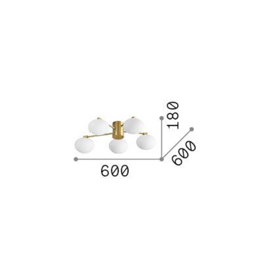 Ideal Lux Hermes ceiling light, white, 60 cm, 5-bulb, glass - Image 1
