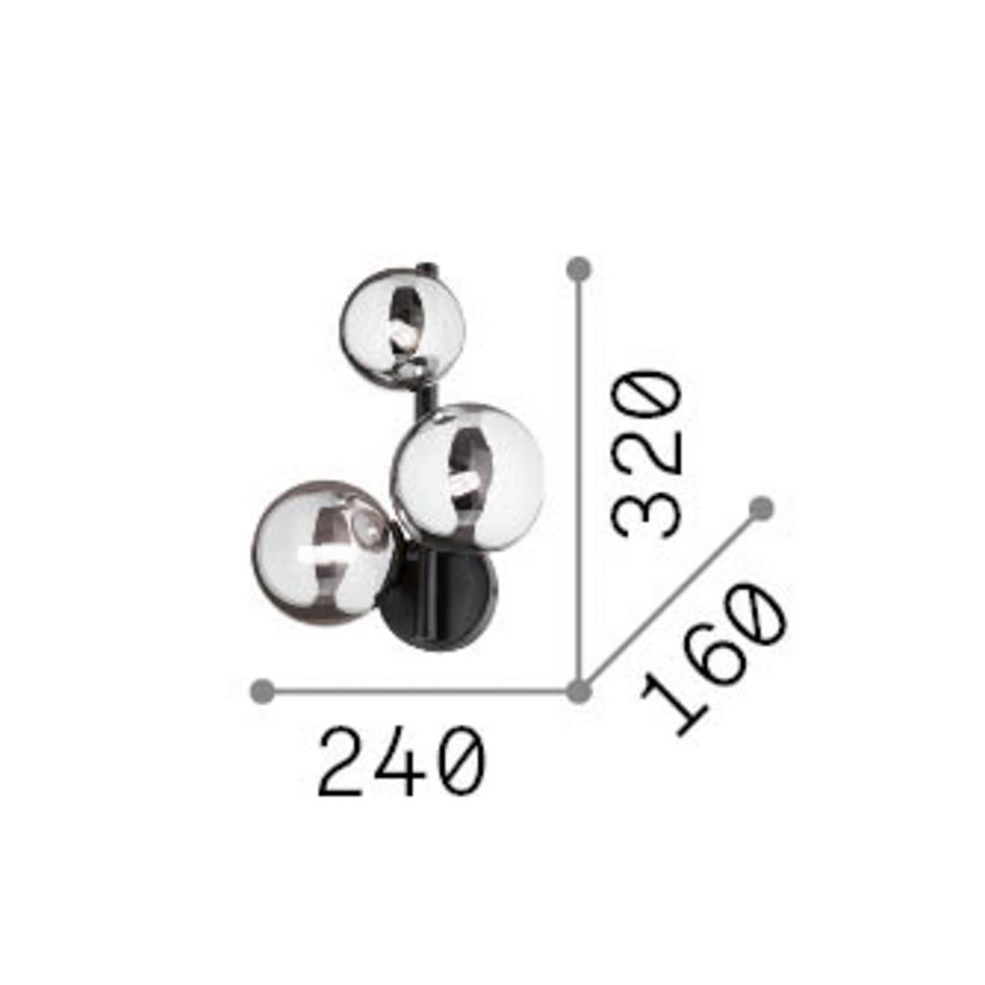 IDEAL LUX Perlage wall lamp, brass/amber, 3-bulb - Image 1