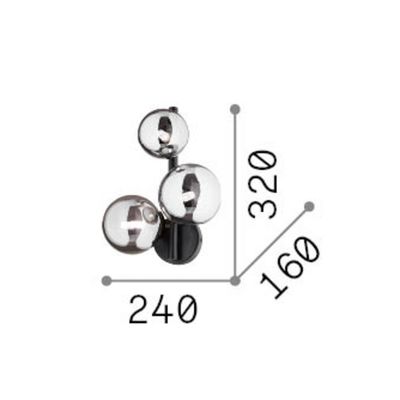 IDEAL LUX Perlage wall lamp, brass/amber, 3-bulb