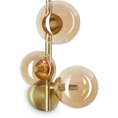 IDEAL LUX Perlage wall lamp, brass/amber, 3-bulb - Thumbnail 2