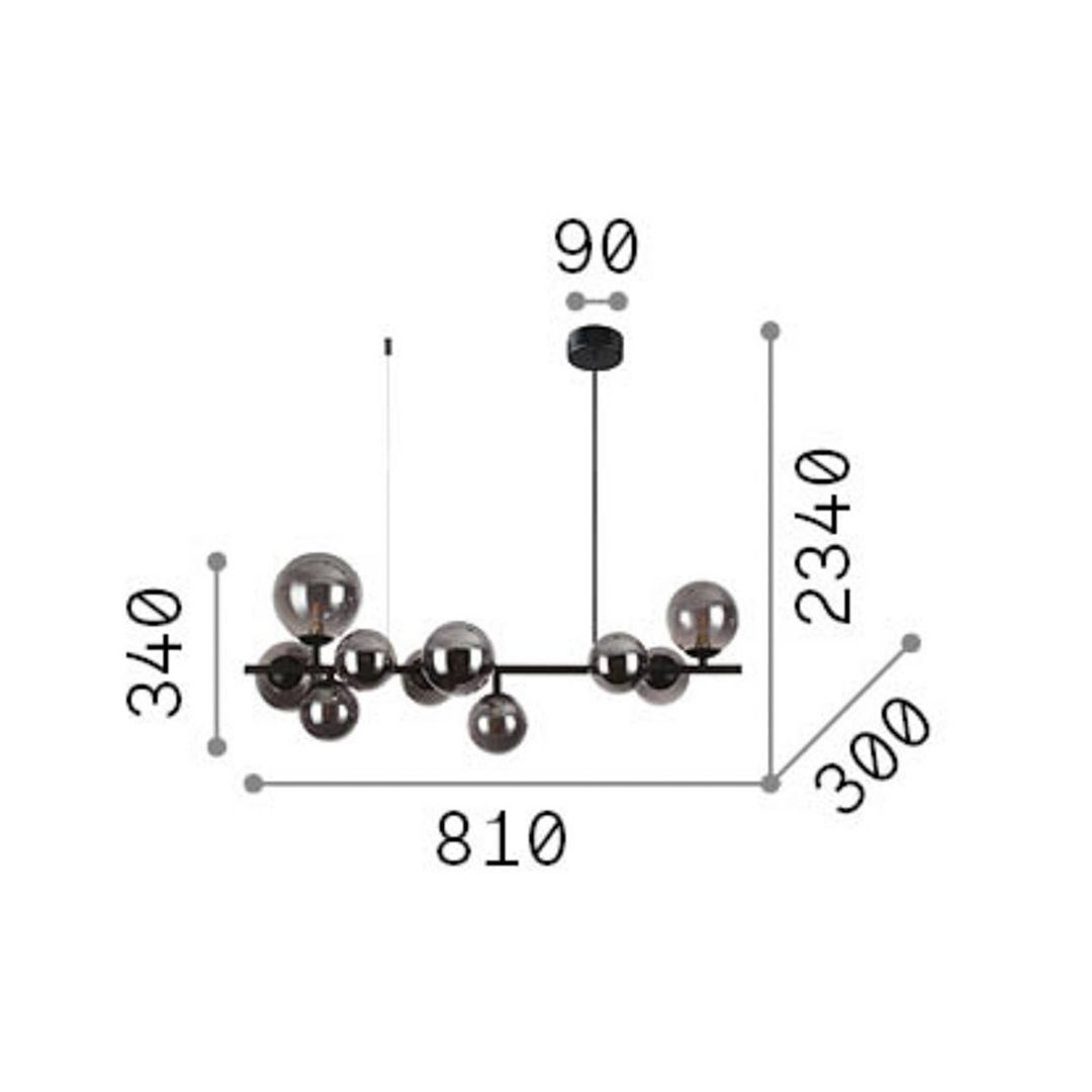 IDEAL LUX Perlage hanging light, length 81 cm, brass/amber, 10-bulb design - Image 1