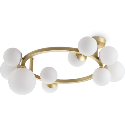 IDEAL LUX Perlage ceiling lamp, brass/white, length 70 cm, 10-bulb design - Thumbnail 2