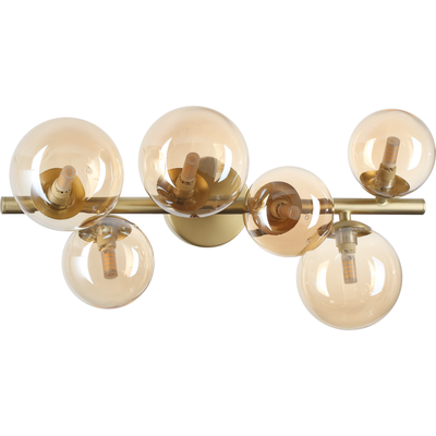 IDEAL LUX Perlage ceiling lamp, brass/amber, 49 cm, 6-bulb - Thumbnail 2