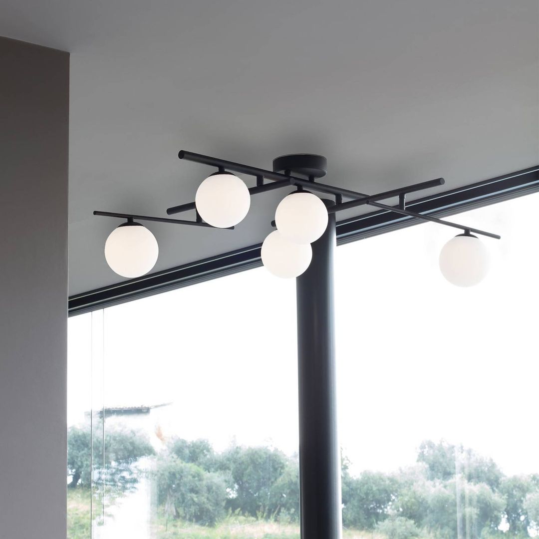 Ideal Lux Atlas ceiling light black, 5-bulb metal glass - Image 1