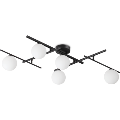Ideal Lux Atlas ceiling light black, 5-bulb metal glass - Thumbnail 2