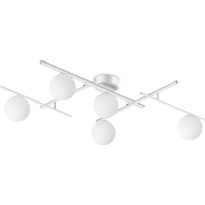 Ideal Lux Atlas ceiling light, white, 5-bulb, metal, glass - Thumbnail 2