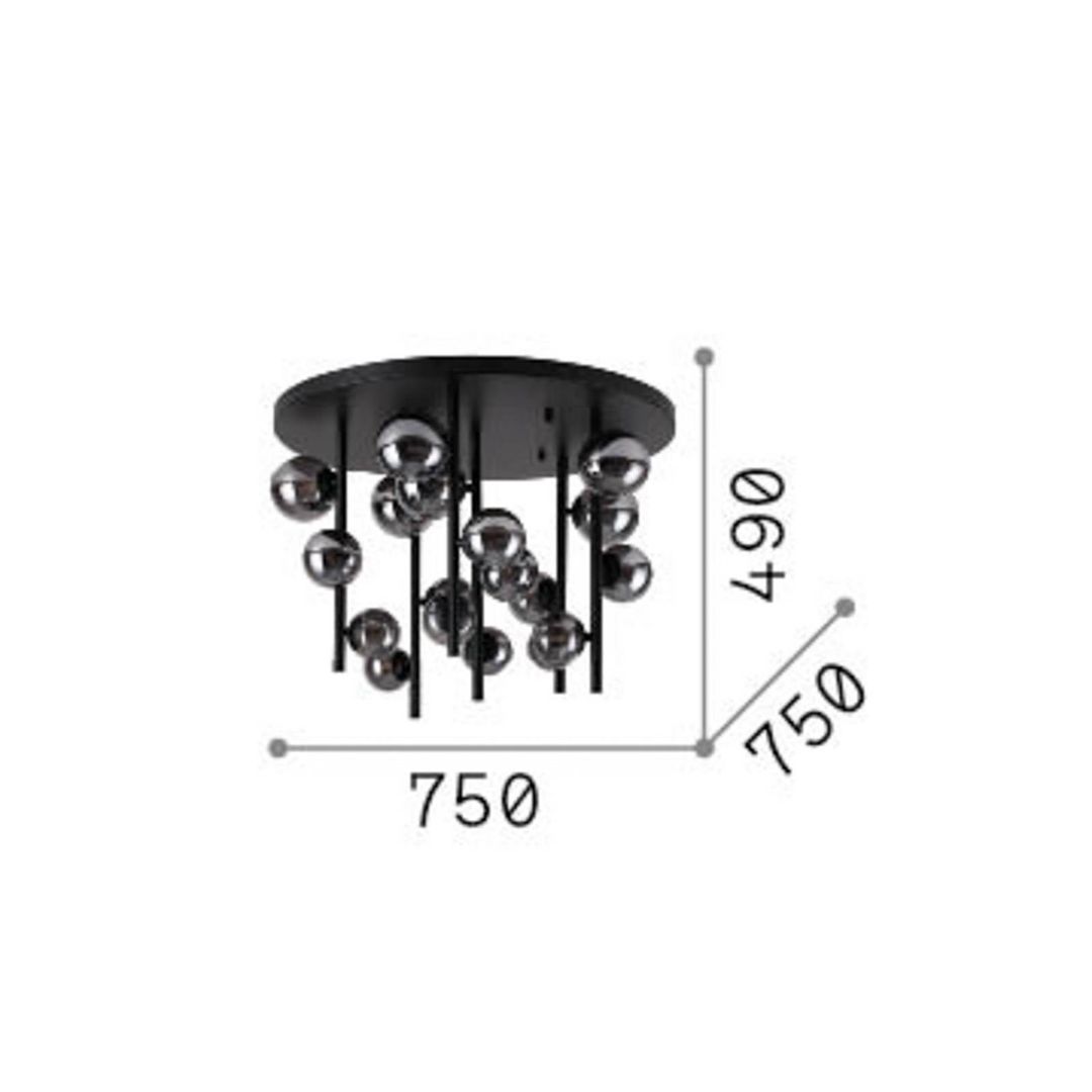 IDEAL LUX Perlage ceiling lamp, brass/amber, Ø 70 cm, 18 bulbs - Image 1