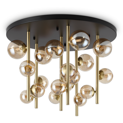 IDEAL LUX Perlage ceiling lamp, brass/amber, Ø 70 cm, 18 bulbs - Thumbnail 2