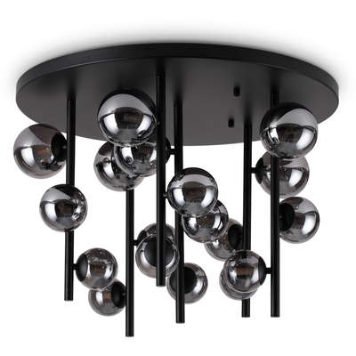 IDEAL LUX Perlage ceiling lamp, black/smoke grey, Ø 70 cm, 18 bulbs - Thumbnail 2