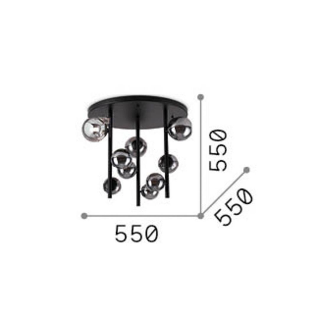 IDEAL LUX Perlage ceiling lamp, black/smoke grey, Ø 50 cm, 9-light - Image 1