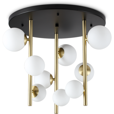 IDEAL LUX Perlage ceiling lamp, black and white, Ø 50 cm, 9-bulb - Thumbnail 2