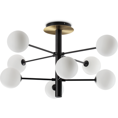 Ideal Lux Cosmopolitan ceiling lamp black metal glass 8flg. - Thumbnail 2