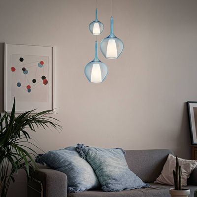 Ideal Lux Kalique 1 hanging light, blue, Ø 18 cm, plastic