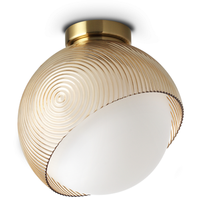 IDEAL LUX Bloom ceiling lamp, Ø 22 cm, brass, metal/glass - Thumbnail 2