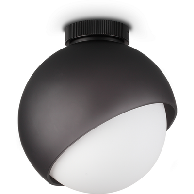 IDEAL LUX Bloom ceiling lamp, Ø 22 cm, black, metal/glass - Thumbnail 2