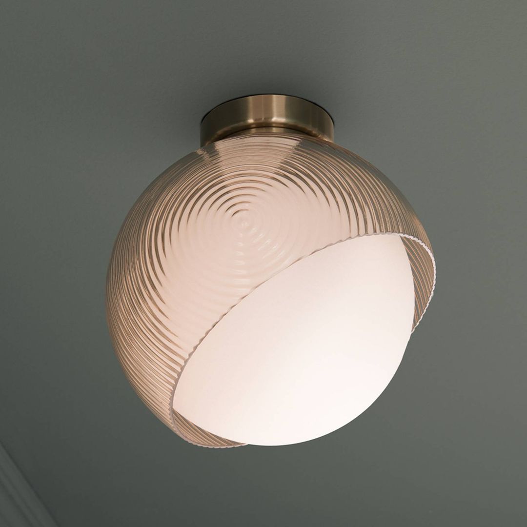IDEAL LUX Bloom ceiling lamp, Ø 30 cm, brass, metal/glass - Image 1
